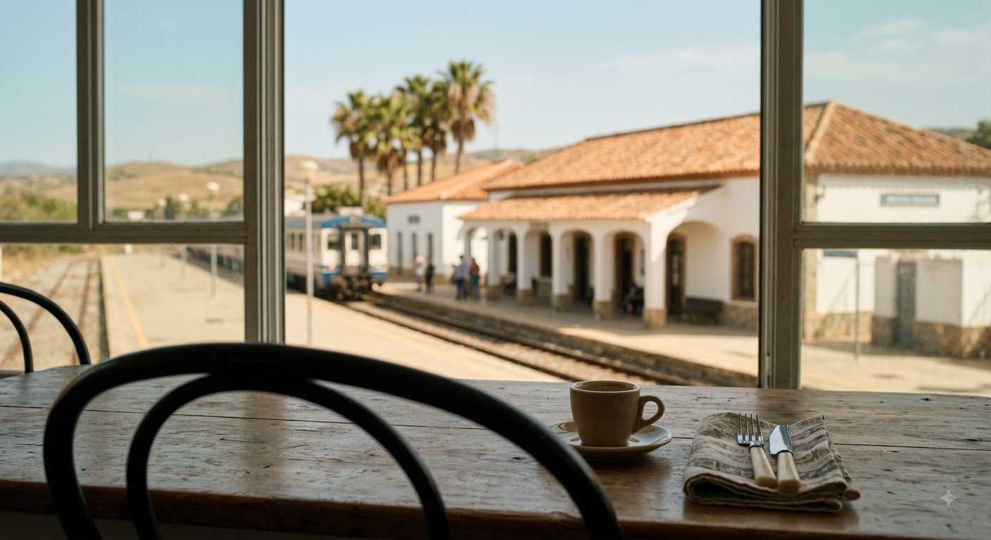 Junto a la estación
